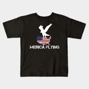 Merica Flying 4th of july american party Gift Edit Kids T-Shirt